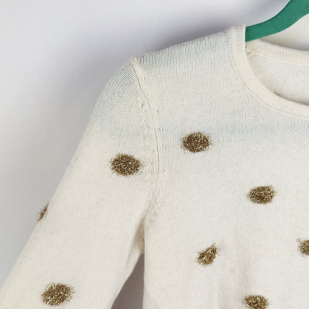 NWT Talbots Metallic Tinsel Polka Dot Wool Blend Crewneck Sweater XS Petite - Picture 5 of 9